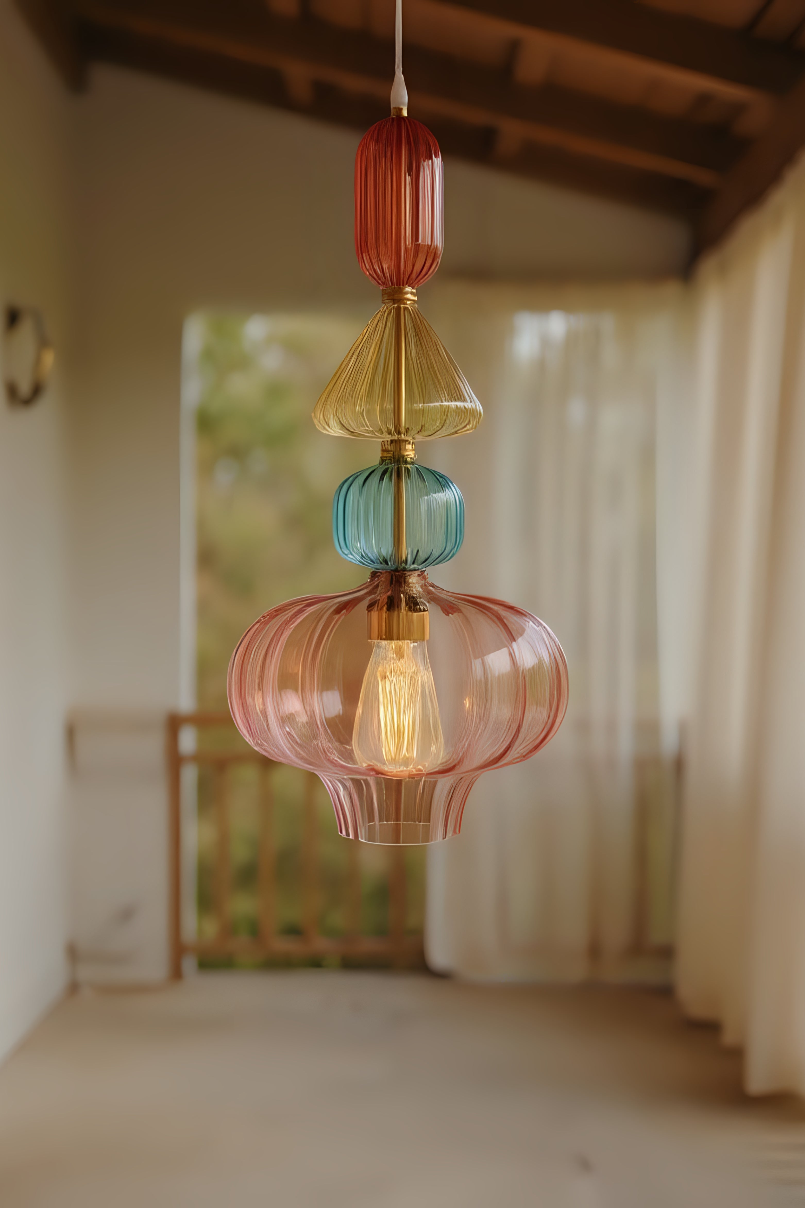 Colorful Blown Glass Pendant Light